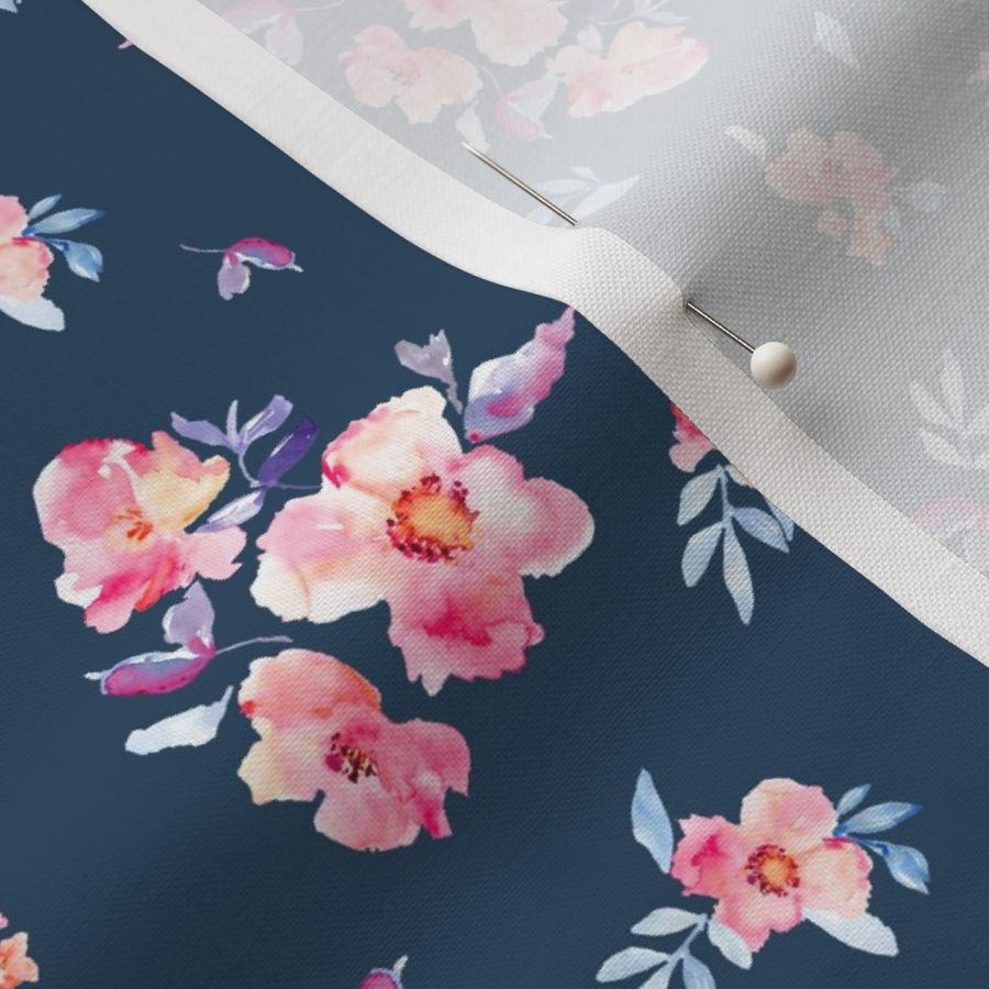 Perry Spaced Watercolour Floral on Navy