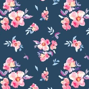 Perry Spaced Watercolour Floral on Navy