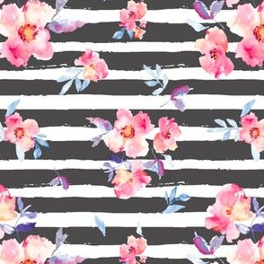 Perry Watercolor Peony Stripes