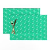 Gardening, hand drawn retro fabric, in Pea Green