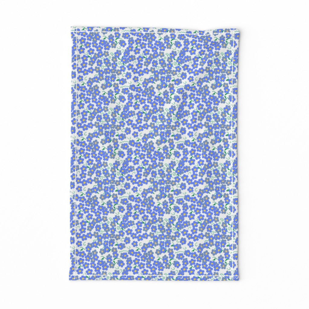 Forget-me-nots in light blue on white