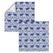 Elelphant Damask Watercolor Dark Blue