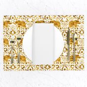 Elephant Damask Watercolor Gold