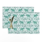 Elephant Damask Watercolor Sage Green