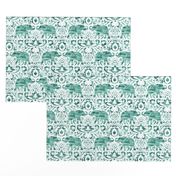 Elephant Damask Watercolor Sage Green