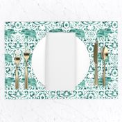 Elephant Damask Watercolor Sage Green