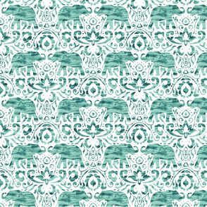 Elephant Damask Watercolor Sage Green