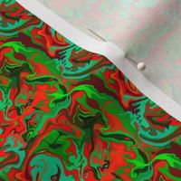 BN9 - SM - Abstract Marbled Mystery  in Greens - Turquoise - Orange - Maroon