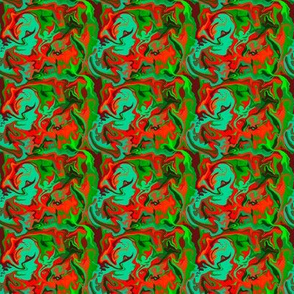 BN9 - SM - Abstract Marbled Mystery  in Greens - Turquoise - Orange - Maroon