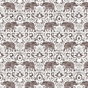 Elephant Damask Watercolor Greige