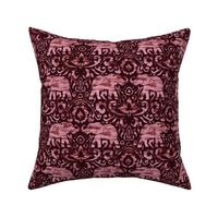 Elephant Damask Watercolor Burgundy