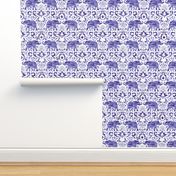 Elephant Damask Watercolor Purple