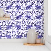 Elephant Damask Watercolor Purple