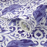 Elephant Damask Watercolor Purple