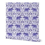 Elephant Damask Watercolor Purple