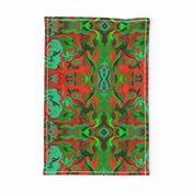 BN9 - Marbled Mystery Tapestry in Greens - Turquoise - Maroon  - Orange - large scale