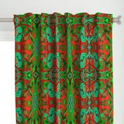 BN9 - Marbled Mystery Tapestry in Greens - Turquoise - Maroon  - Orange - large scale