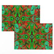 BN9 - Marbled Mystery Tapestry in Greens - Turquoise - Maroon  - Orange - large scale