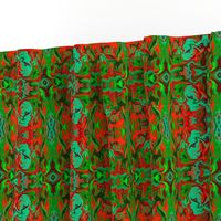 BN9 - Abstract Marbled Mystery Tapestry in  Greens - Turquoise - Maroon - Orange