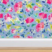 Nabby Tropical Florals on Blue