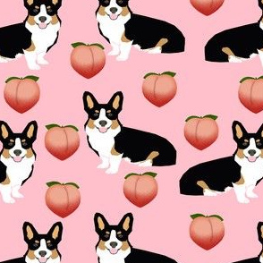 corgi tricolored  peach emoji dog breed emojis fabric pink