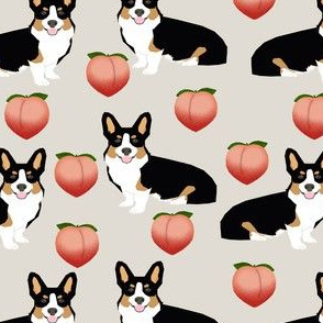 corgi tricolored  peach emoji dog breed emojis fabric grey