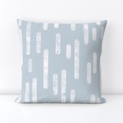 White on Dusty Blue | Large Scale Inky Rounded Lines Pattern