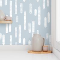 White on Dusty Blue | Large Scale Inky Rounded Lines Pattern