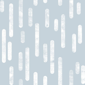 White on Dusty Blue | Large Scale Inky Rounded Lines Pattern