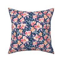 Perry Watercolor Flower on Navy