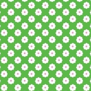 60s Ditsy Daisy Floral in Electric Apple Green