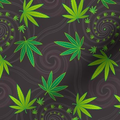 ★ SPIRALING WEED with SEED ★ Green & Dark Gray - Large Scale/ Collection : Cannabis Factory 1 – Marijuana, Ganja, Pot, Hemp and other weeds prints