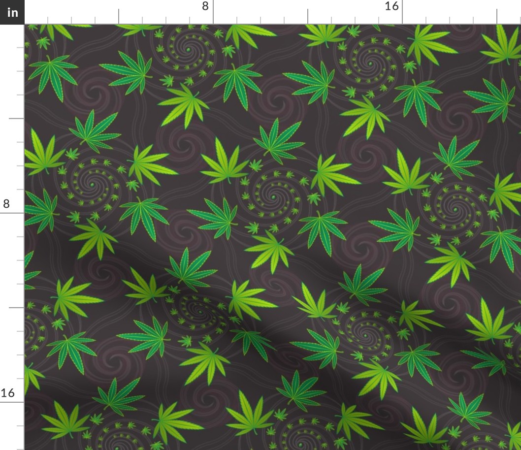 ★ SPIRALING WEED with SEED ★ Green & Dark Gray - Large Scale/ Collection : Cannabis Factory 1 – Marijuana, Ganja, Pot, Hemp and other weeds prints