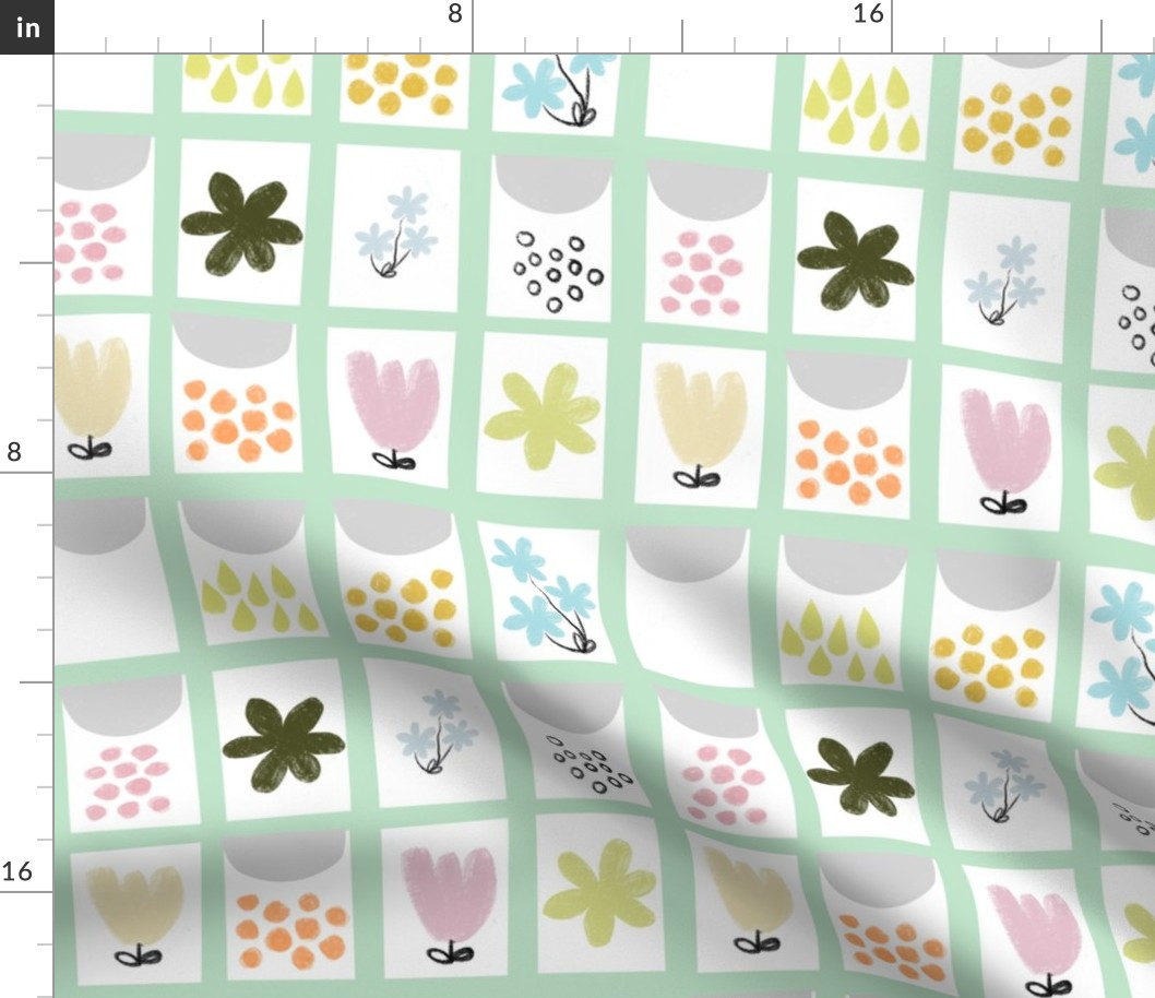 Seed packet quilt (mint)