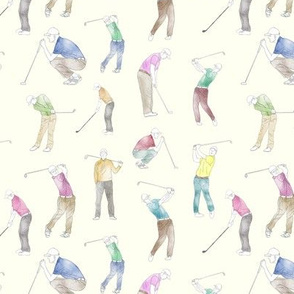 Watercolor Golfers on Ivory // Small