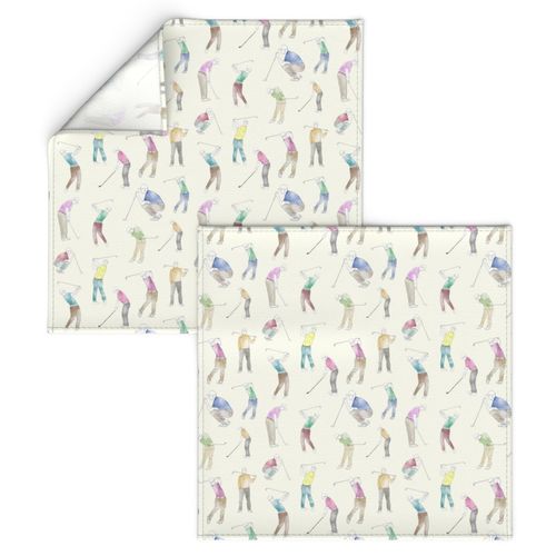 Watercolor Golfers on Ivory // Large