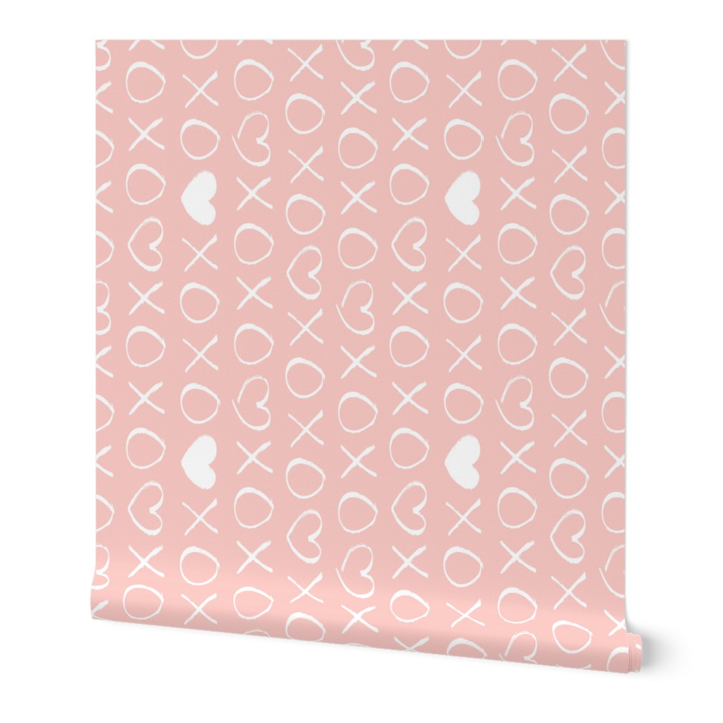 xoxo love sweet hearts and kisses print for lovers wedding and valentine in soft baby girls pink rotated