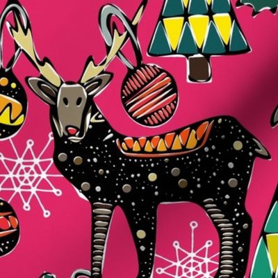 festive deer pink