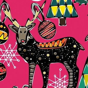 festive deer pink