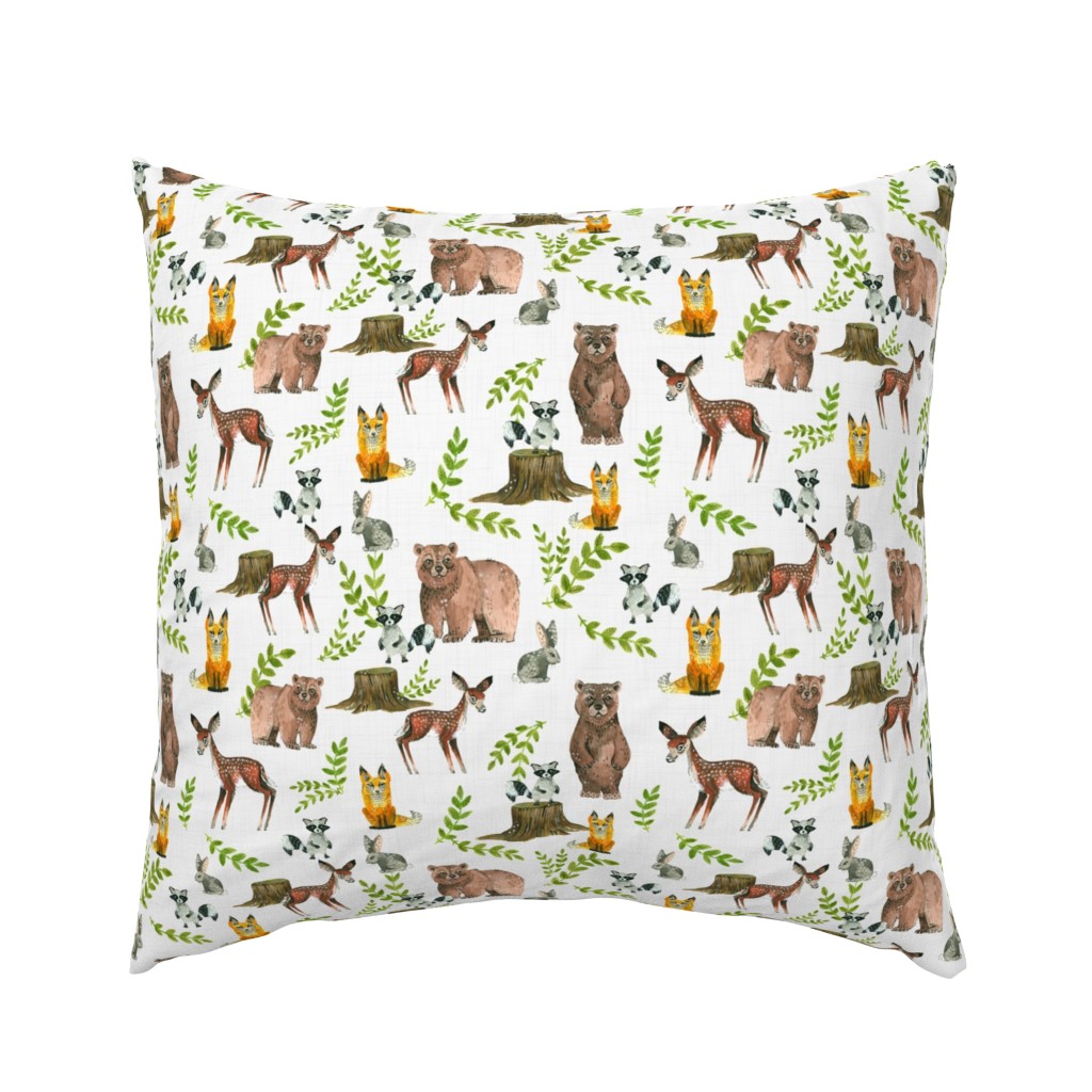 Woodland Pals - light linen background