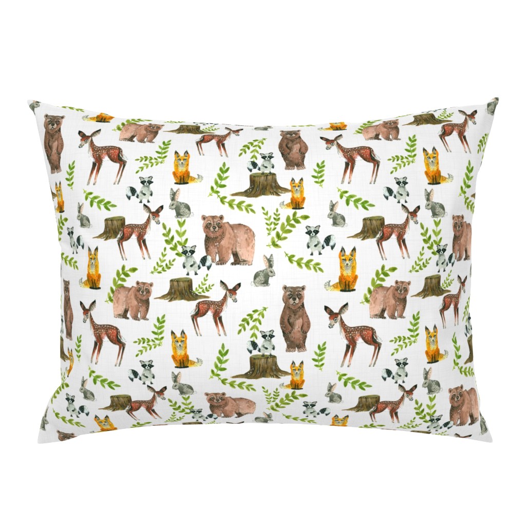 Woodland Pals - light linen background