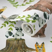 Woodland Pals - light linen background