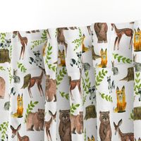 Woodland Pals - light linen background