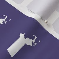 mini Massachusetts silhouettes - 3" white on purple