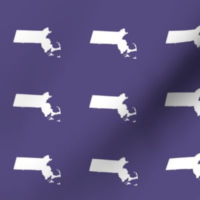 mini Massachusetts silhouettes - 3" white on purple