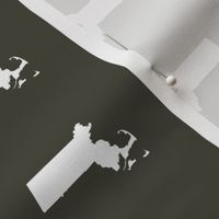 mini Massachusetts silhouettes - 3" white on khaki