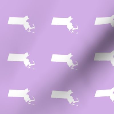 mini Massachusetts silhouettes - 3" white on lilac