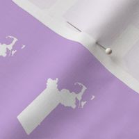 mini Massachusetts silhouettes - 3" white on lilac