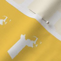 mini Massachusetts silhouettes - 3" white on yellow