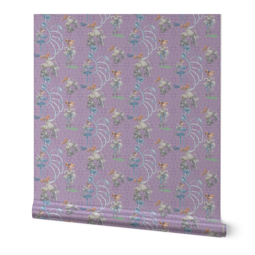 7x10-Inch Repeat of Rolling on My Tricycle on Light Lavender Background